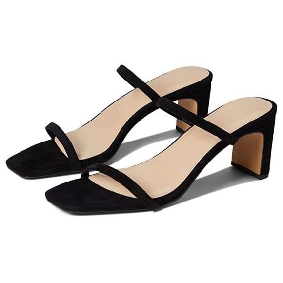 Faryl by Farylrobin Analisa Sandals Women's US 12 Black Suede Block Heel ZPO1827 - Picture 1 of 12